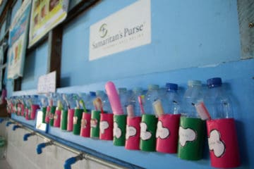 The day care now has a toothbrushing station for the children.