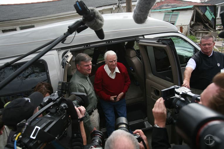 Reverend Billy Graham visited New Orleans, delivering a Gospel message to the city during his "Celebration of Hope" crusade.