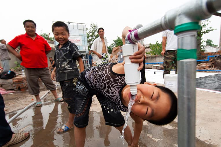 We also provided clean water to earthquake-devastated areas of China's Sichuan Province.