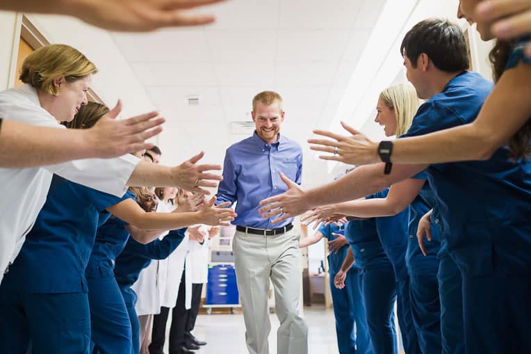 Doctors, nurses, friends, and family joined in celebration as Dr. Brantly was released from Emory Hospital after treatment for Ebola.