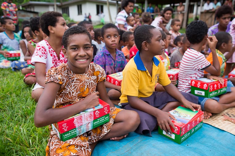 Beautiful smile at an Operation Christmas Child shoebox gift distribution in Fiji.