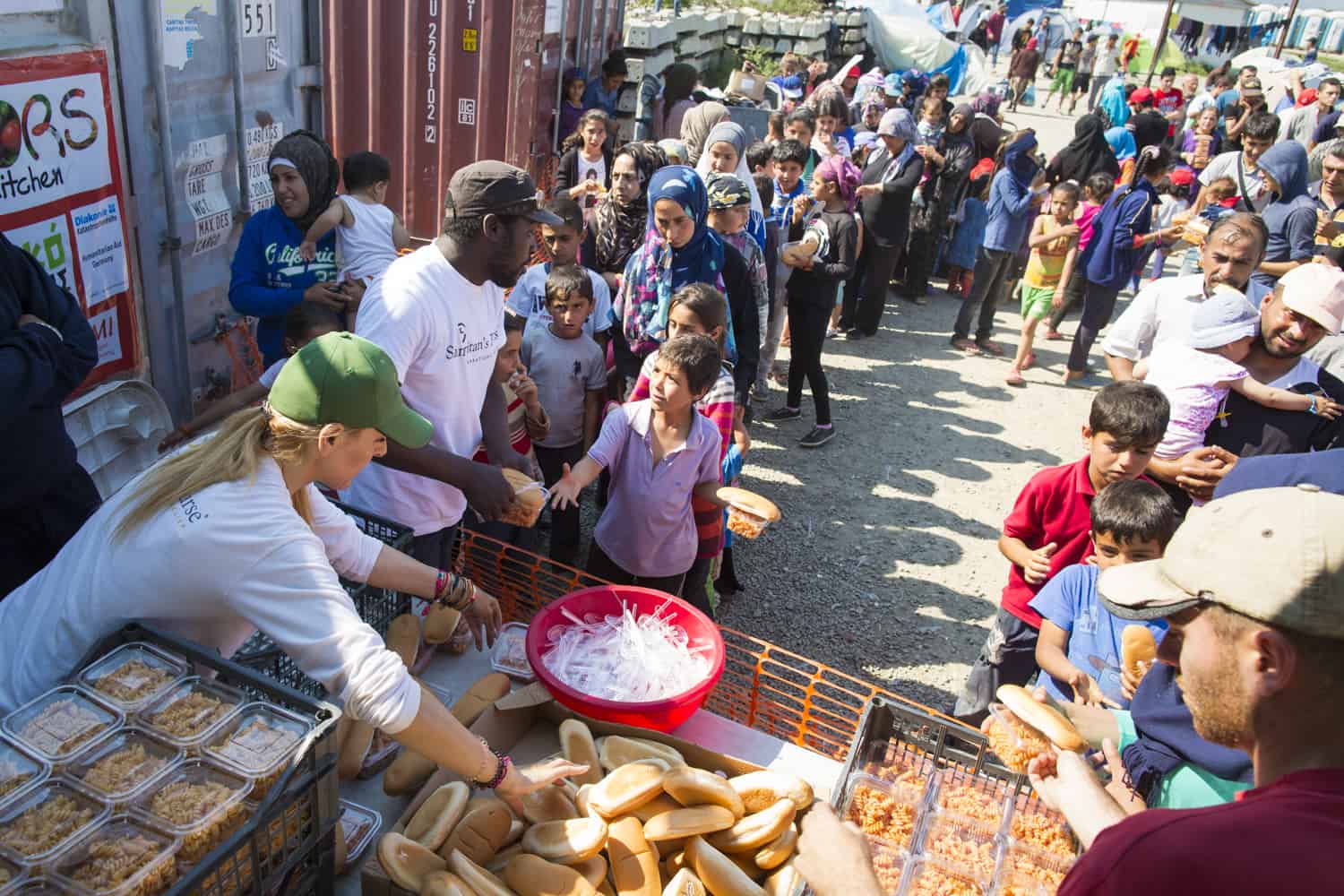 Samaritan's Purse food distribution for refugees in Greece.