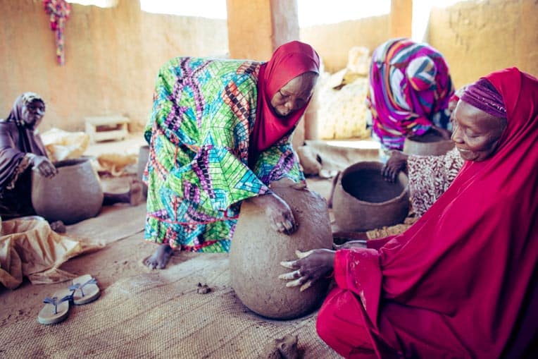 Women from the village of Karma, Niger, are learning to create clay pot BioSand filters for communities along the Niger River.