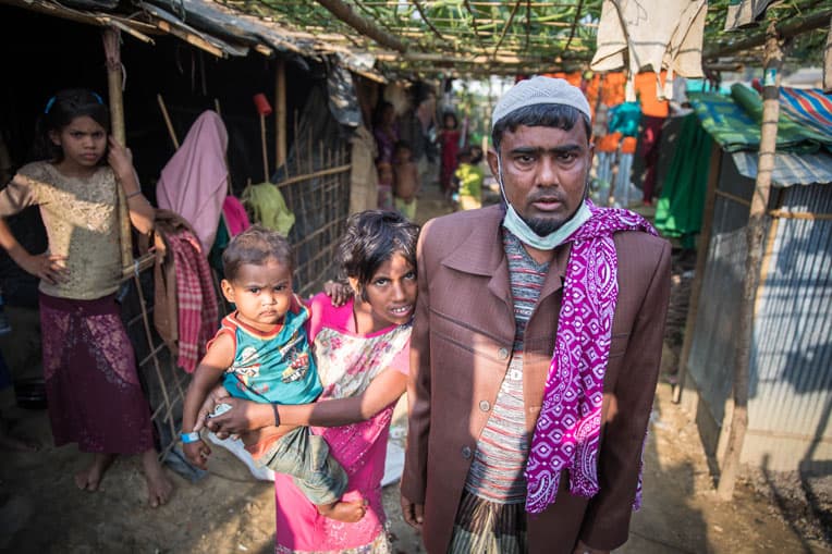 Solimolla's family lives in a crowded refugee camp.