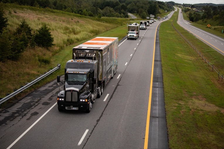 One of our disaster relief units leads a convoy of our trucks toward eastern North Carolina on Saturday.