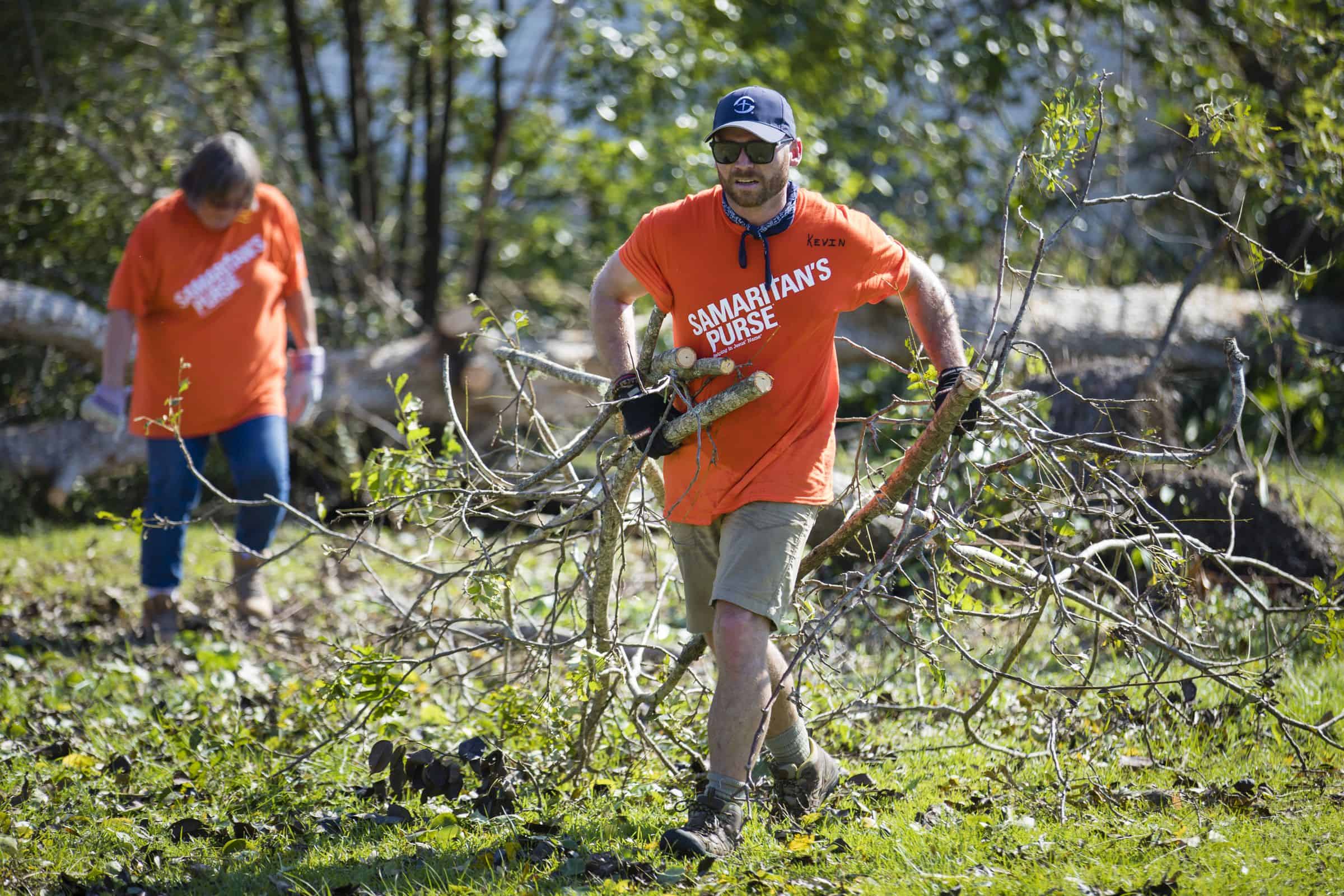 Volunteers helped to remove debris where homes were hit hard by Hurricane Michael.