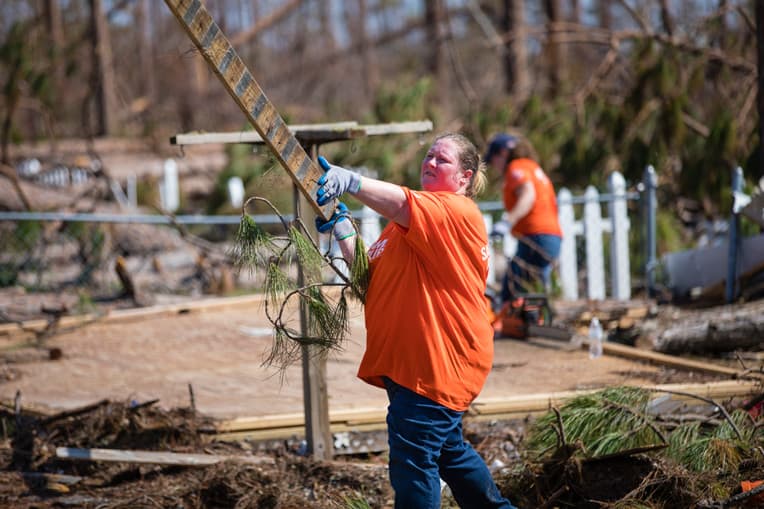 Kristy Kulberg was among the volunteers who served at the Cribbs’ home. Weeks before Michael, Samaritan’s Purse volunteers helped clean up her property after Hurricane Florence struck the Carolinas.