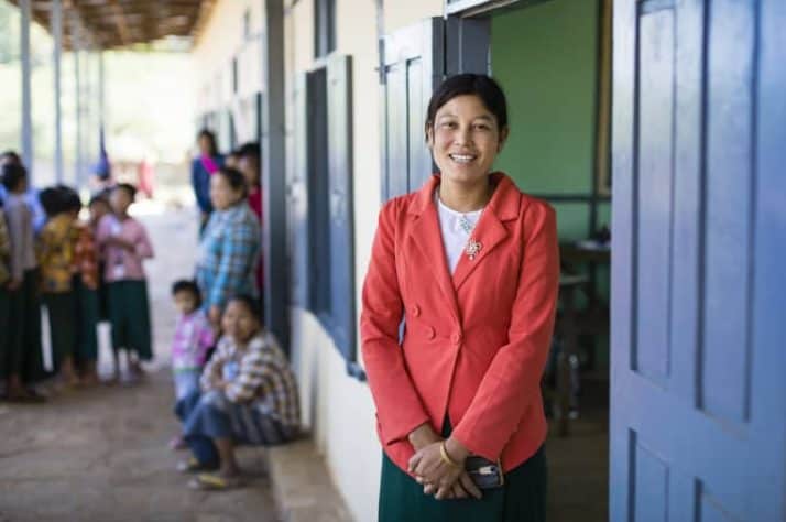 Win, the school's headmaster, is grateful for the clean water projects.