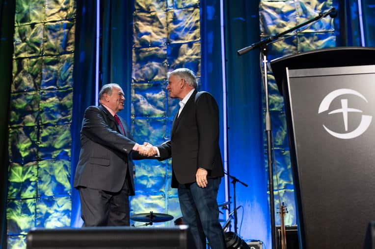 Franklin Graham welcomed former Arkansas Governor Mike Huckabee to the Prescription for Renewal conference where Huckabee addressed doctors, nurses, and other medical professionals.