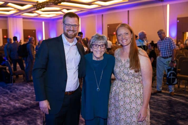 Dr. Kent Brantly and his wife Amber meet with Aileen Coleman, a nurse who has spent most of her life serving the Bedouin people in Jordan.