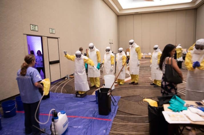 Participants get to experience what it's like to enter an Ebola Treatment Center. They have to put on protective gear used by medical personnel as they treat patients infected with the deadly virus.