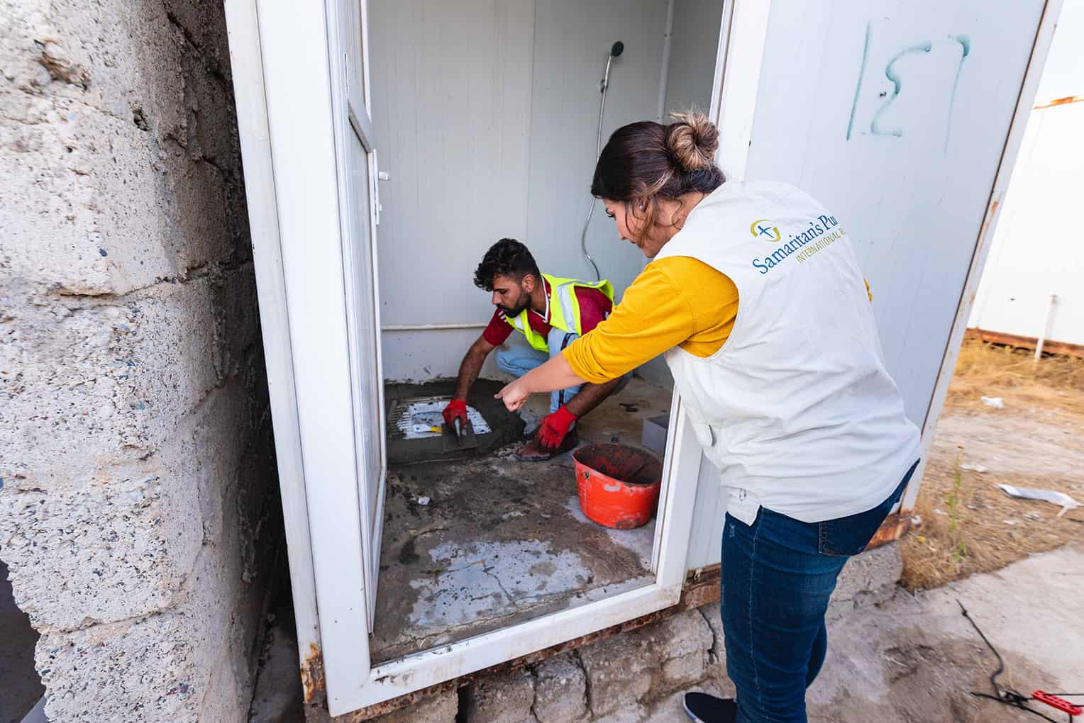 Samaritan’s Purse is repairing latrines in the camp to promote better hygiene during this time of crisis.
