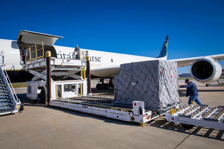 Our DC-8 aircraft was loaded with winter relief supplies for families in need in Yerevan, Armenia.