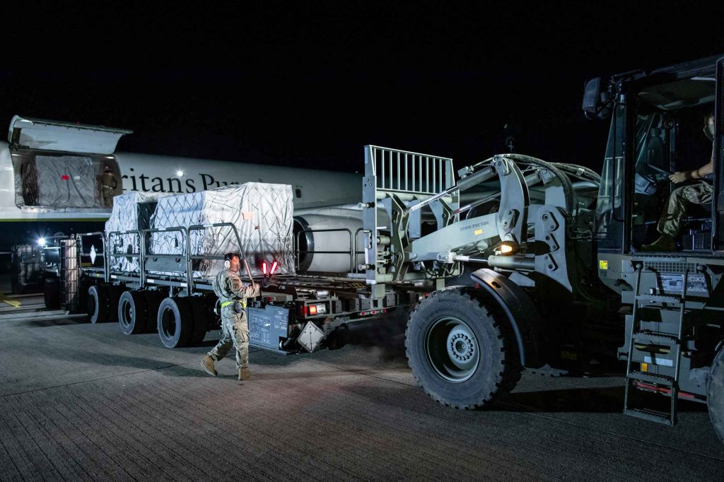 The DC-8 landed safely in Honduras on Nov. 11. It was unloaded quickly and distributions are underway. The Emergency Field Hospital is being constructed.