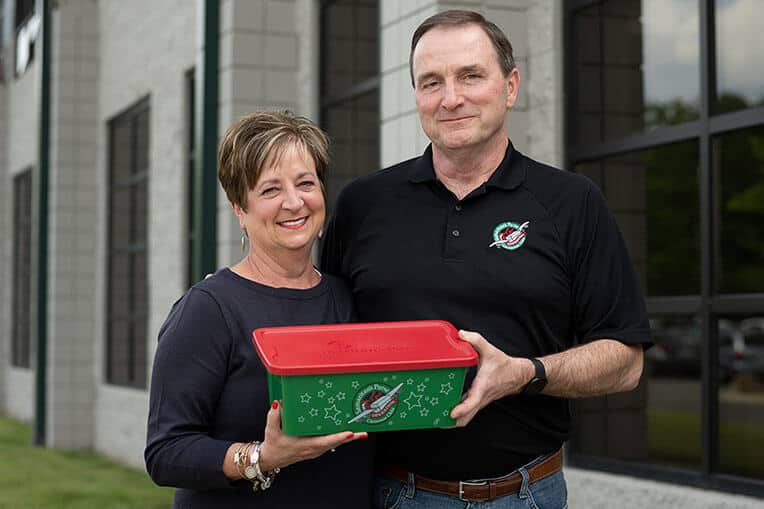 Sharra and Ross Kegan shop year-round for their local church’s shoebox packing efforts, as well as serve as year-round volunteers for Operation Christmas Child in Virginia.
