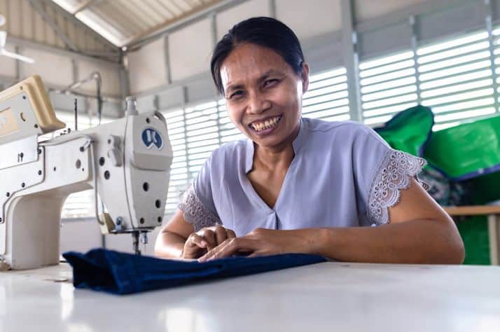 After receiving training on proper sewing and business practices, Sokun is now able to provide critical income for her family.