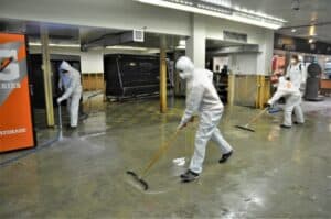 Volunteers help with disaster cleaning following the November 2021 flooding in Abbotsford.