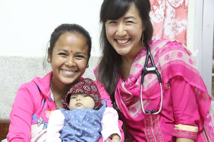 Dr. Pearl Lau, right, and baby Sherin and her mother Apsara.