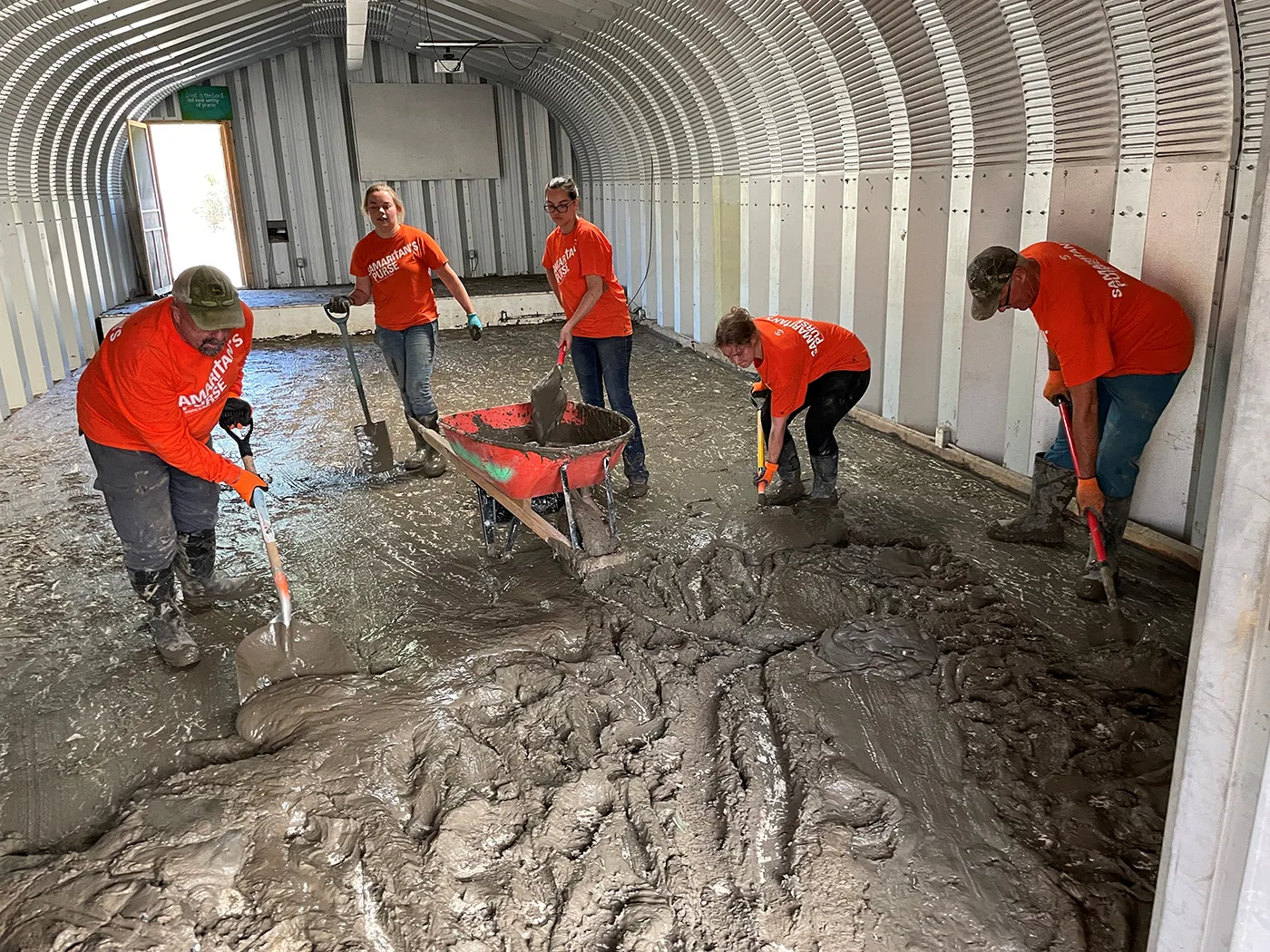 Flood recovery work at an affected property