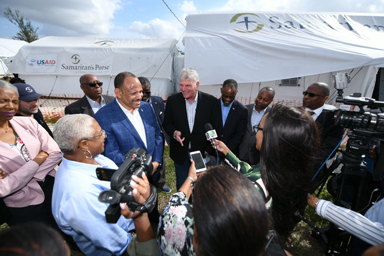 Franklin Graham meets with Bahamas Minister of Health Duane Sands on Jan. 17 in the Bahamas.