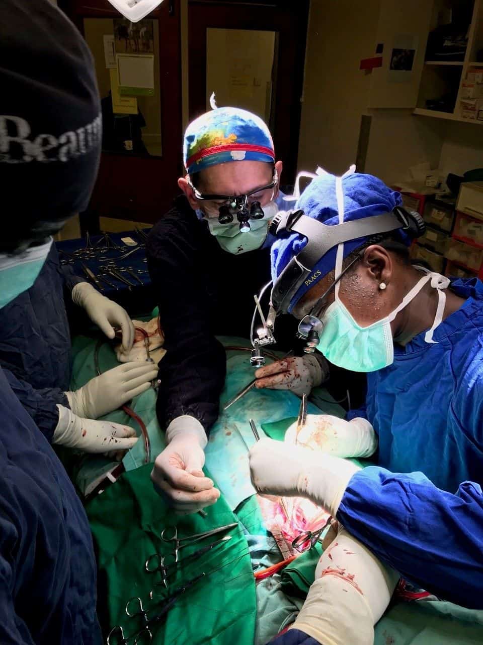 Dr. David Horne performs open-heart surgery alongside surgeons from Tenwek Hospital. The goal of the World Medical Missions teams is to train Tenwek's surgeons to perform increasingly complex open-heart procedures.