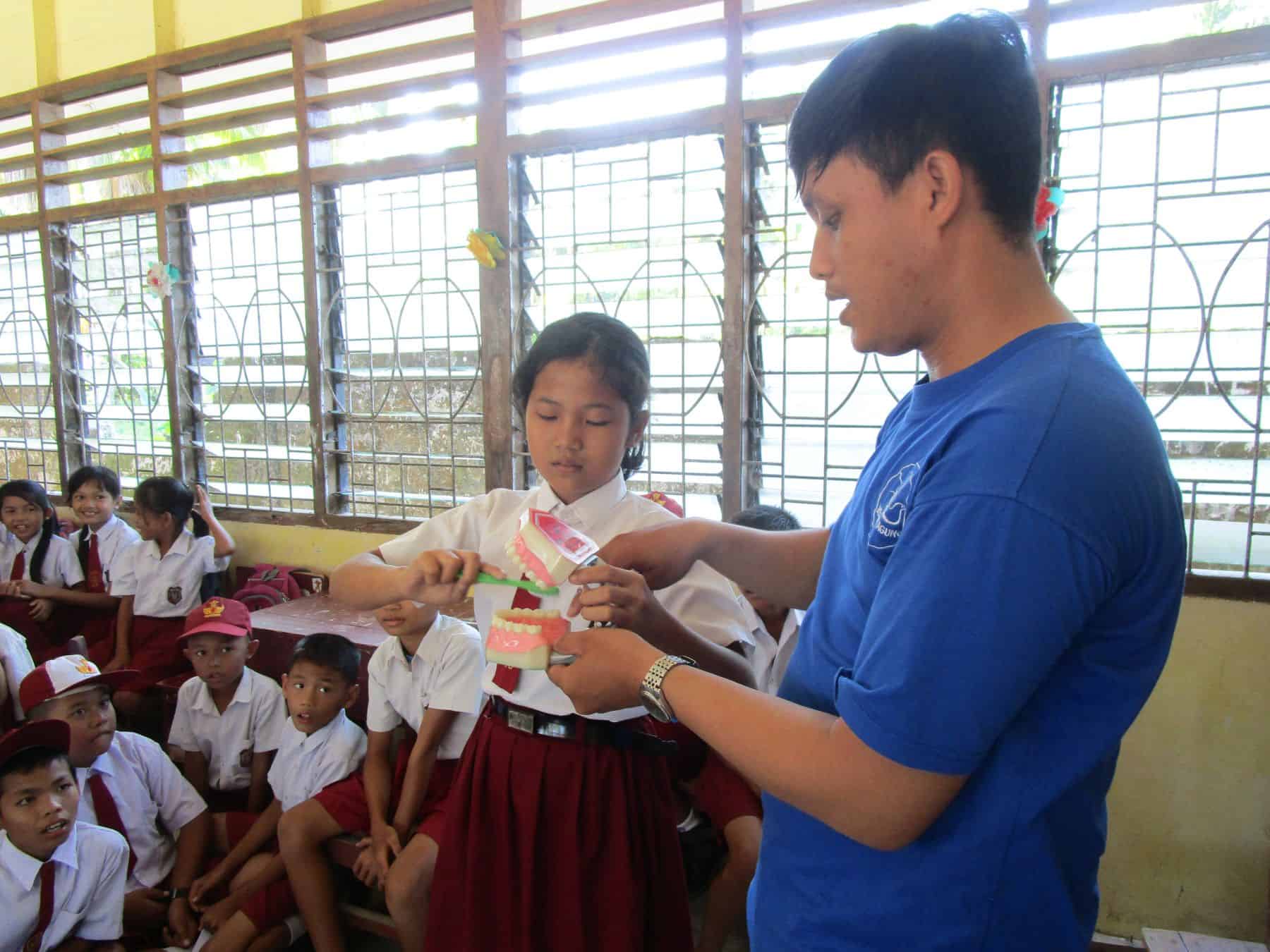 Simple lessons: On a remote island in the Indian ocean, hygiene lessions—like teethbrushing—are key to children's health.