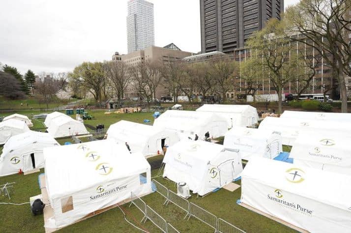 Our 14-tent respiratory care unit opened today in Central Park.