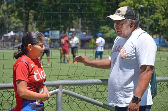 Guadalupe Portillo has had her life transformed by playing in a women's soccer league in El Salvador, funded by Samaritan's Purse donors. Jose Victor Dominguez (right), who leads our efforts with the league, has seen the league transforms lives – athletically and spiritually.