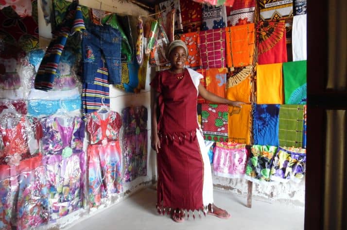Hawa and her clothing store in Kenya's Tana River Valley. She received financial help from Samaritan's Purse to create the boutique.