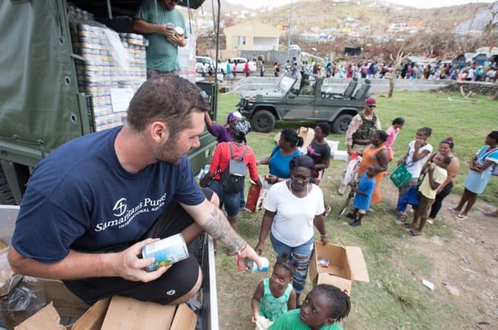 Families in St. Martin are grateful to receive food and relief supplies from Samaritan's Purse. We are also airlifting items such as blankets, hygiene kits, shelter plastic, and water purification units.