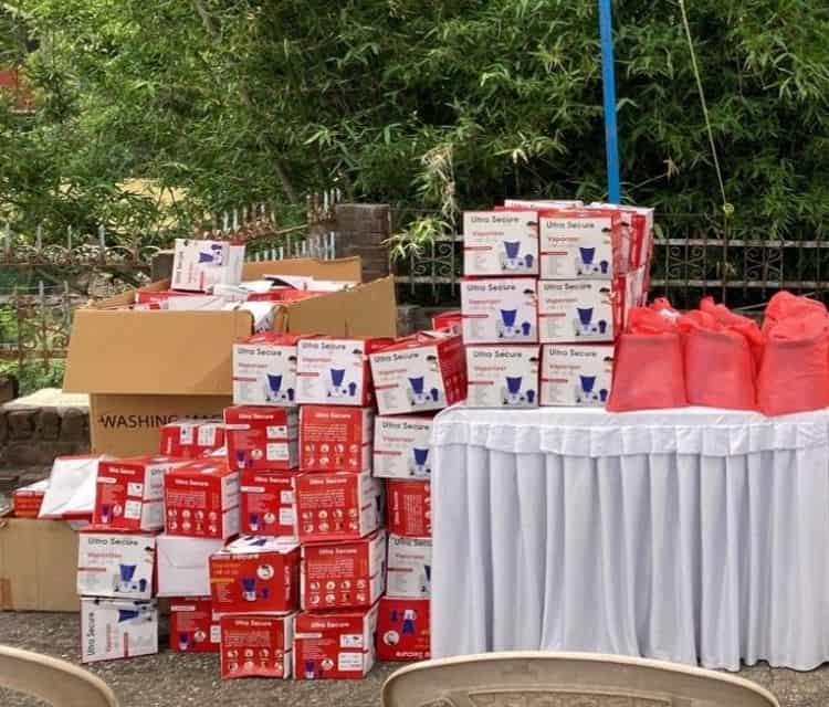 Emergency supplies being prepared for distribution in northern India. 