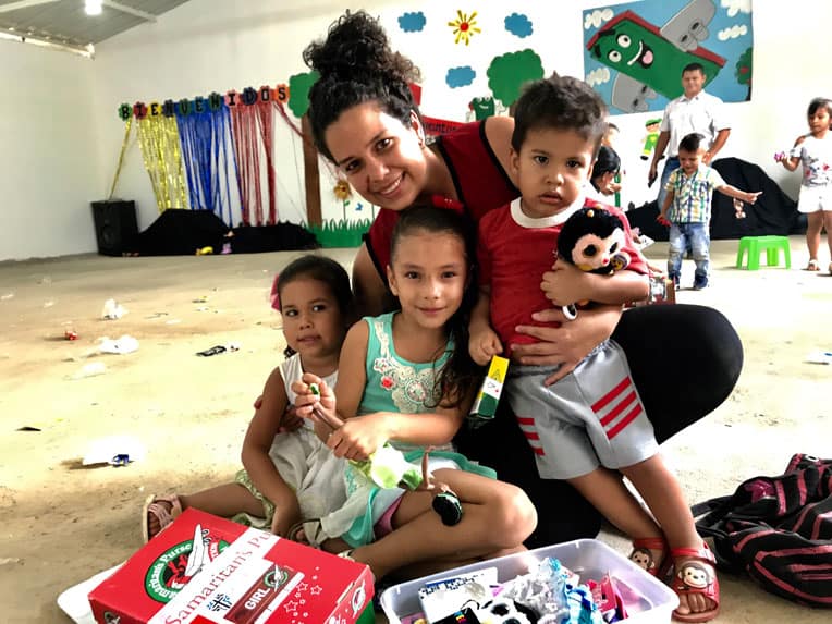 Chanel is thankful that her children each received an Operation Christmas Child shoebox gift.