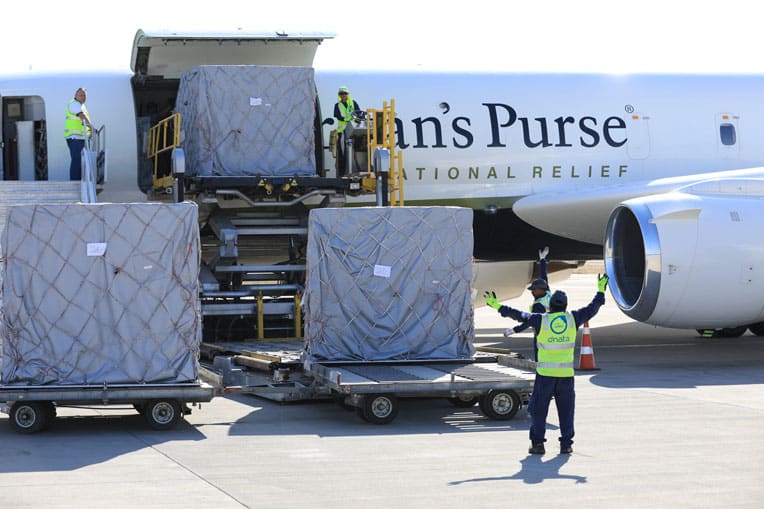 The DC-8 is unloaded in Erbil on Monday, Nov. 11.