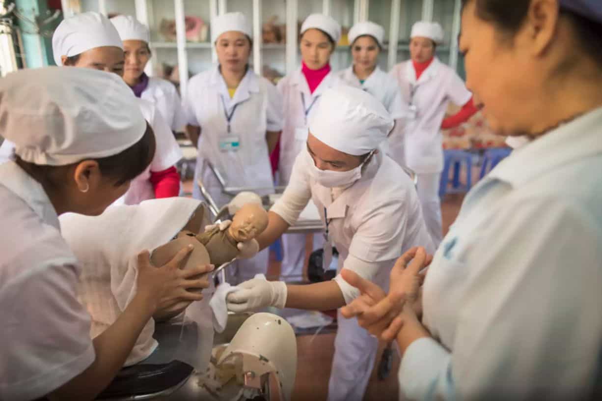 Women in the TBA training learn practical skills such as how to deliver a baby and how to assist women during childbirth.