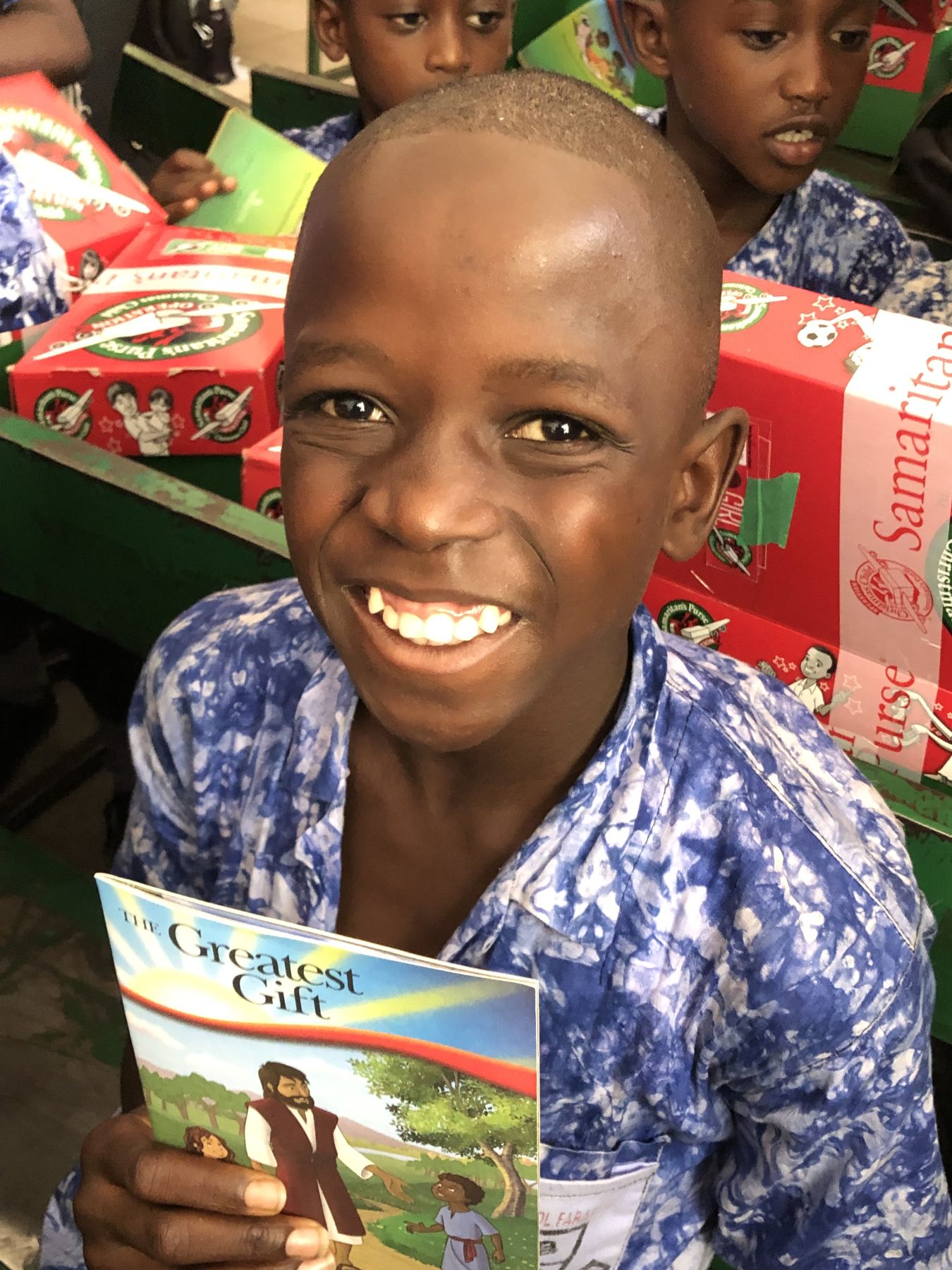 The Greatest Gift booklet, delivered alongside shoebox gifts, reminds children how much Jesus loves them! It's often used as a tool to help kids share the Good News with their friends and families.