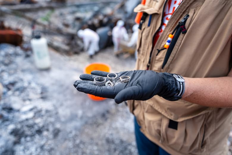 Rescued jewelry from the rubble.