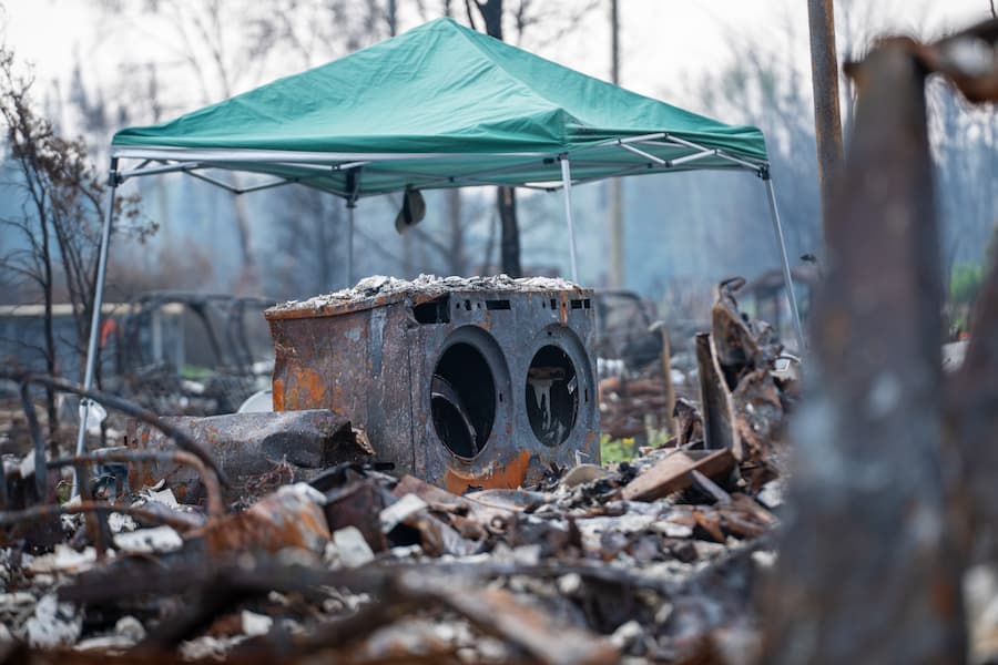Debris left by fire