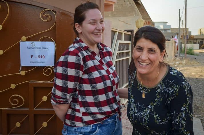 Miriam and her daughter Athra are excited to be back in their home in Qaraqosh, Iraq.