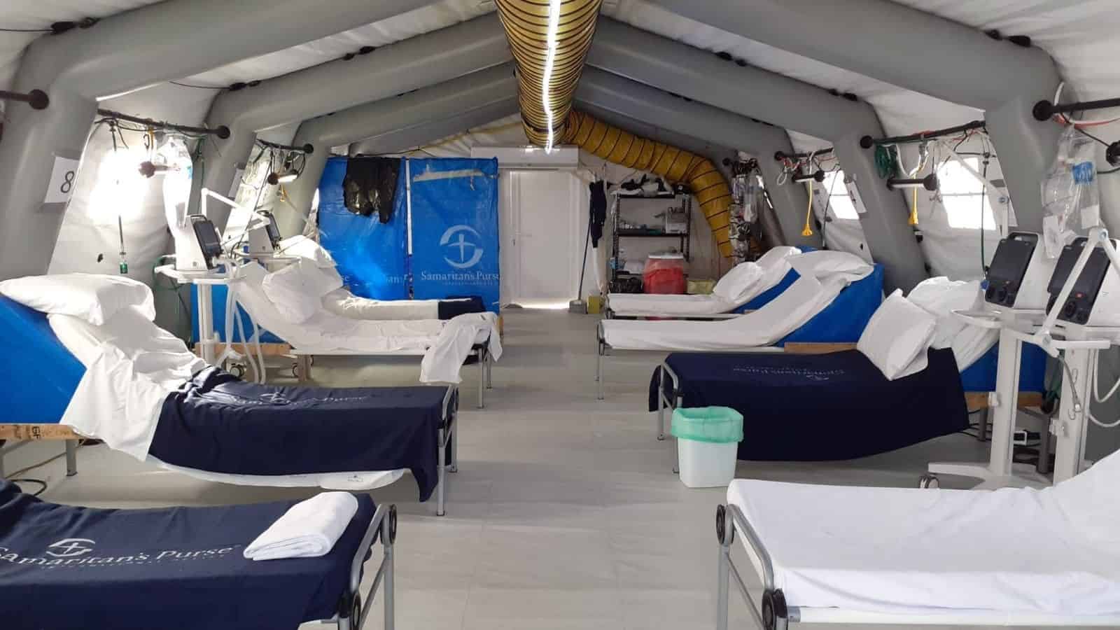 The 14-tent unit was set up adjacent to the Cremona Hospital in order to treat an overflow of coronavirus patients.
