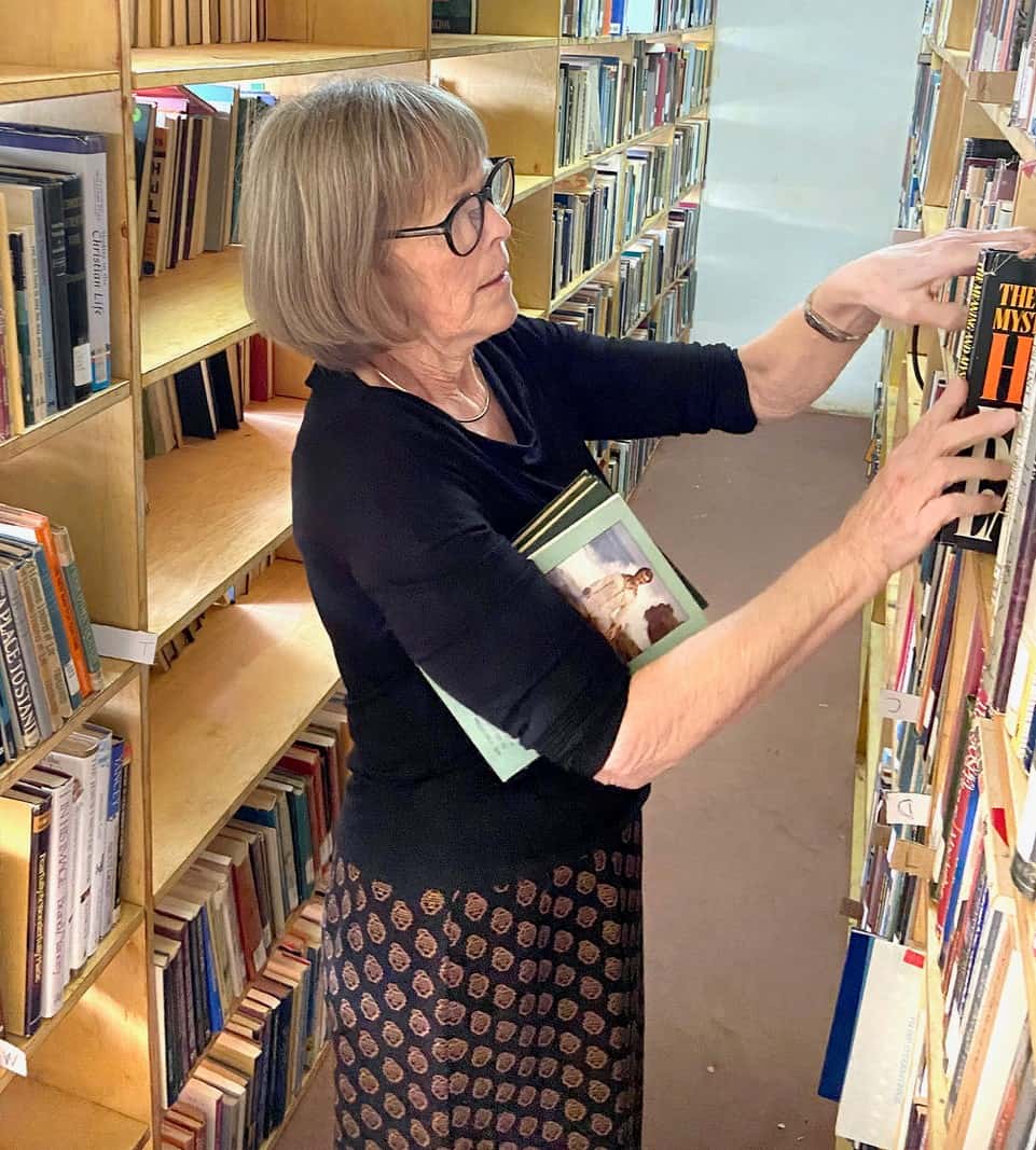 Cathy Sawar's duties at Kapsowar Mission Hospital and training school in Kenya included organizing books in the hospital's library.