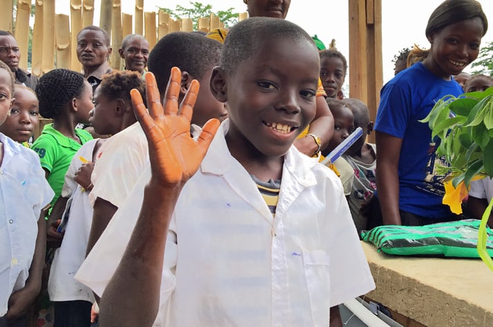 Students in the Democratic Republic of the Congo use homemade soap.