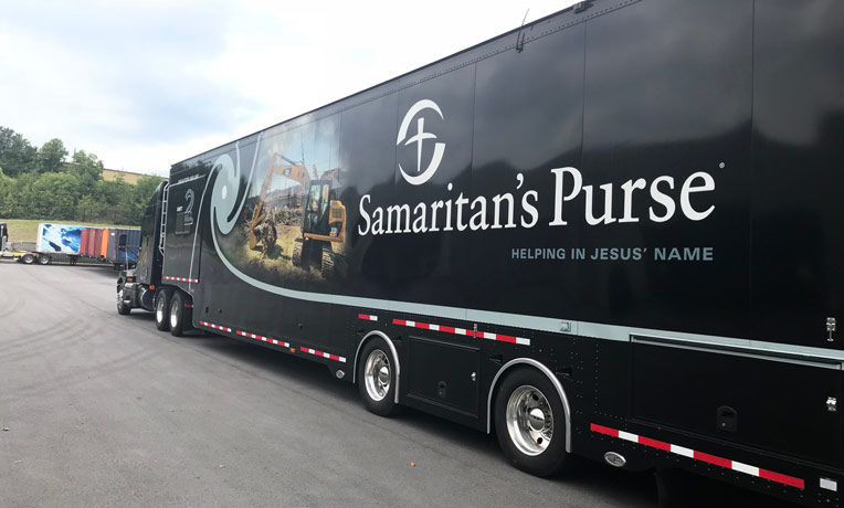 A Samaritan's Purse disaster relief unit.