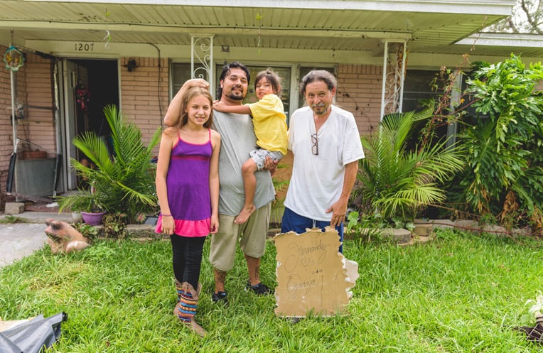 Ian Hernandez (right) and his family hid in a room in the middle of their house during Hurricane Harvey. The children were so scared that they cried all night. Ian, who has been disabled for 27 years, had no idea how he would clean up after the storm. "I promise you that I’ve never had help like this before. [Samaritan's Purse volunteers] were there when I needed them.”